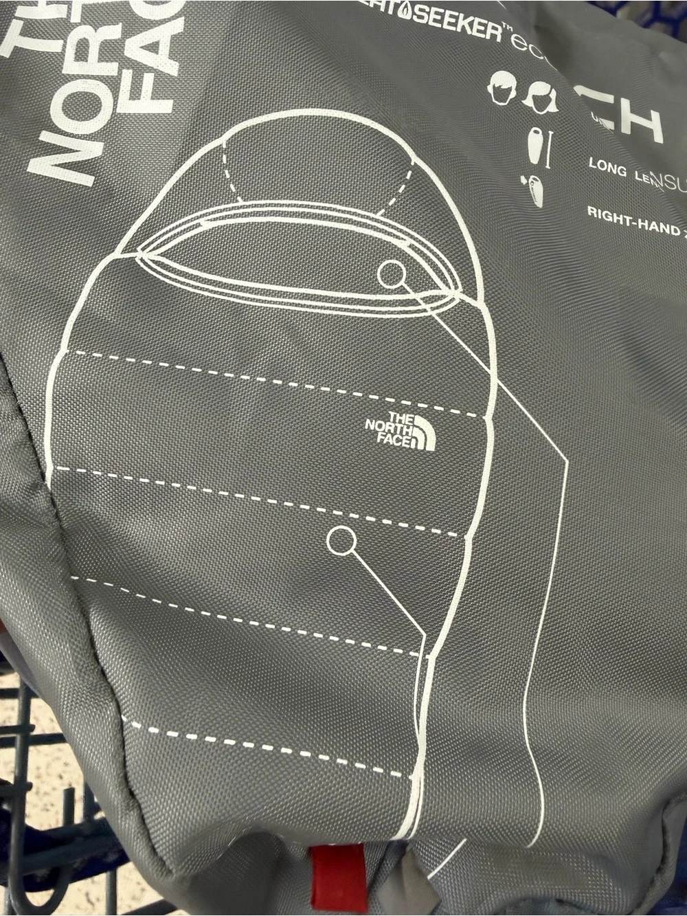 The North Face Red and Gray Mummy Sleeping Bag